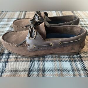 Rugged Shark Brown Leather Boat Shoes, Mens 11.5, NWT (no box)